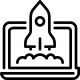 Rakete, die von einer Website abhebt